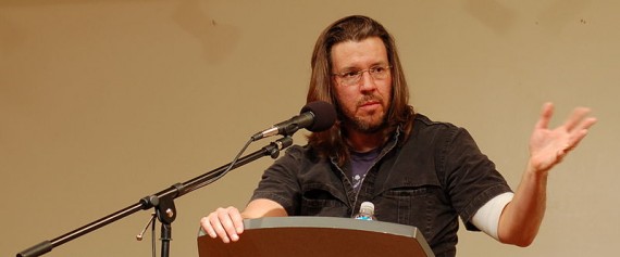 The late DFW giving a reading circa 2006. Via Wikimedia Commons