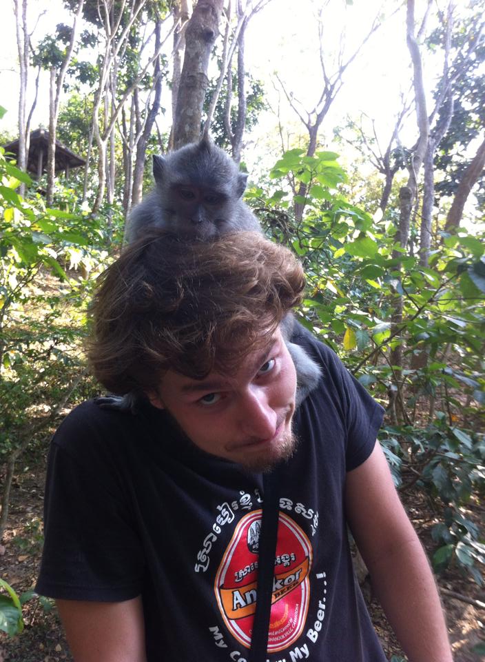 Me with a monkey on my head.