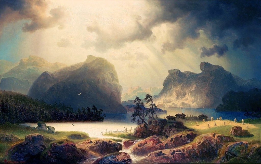 'Fjord landscape in Norway' by Marcus Larson. Photo Source: WikiArt